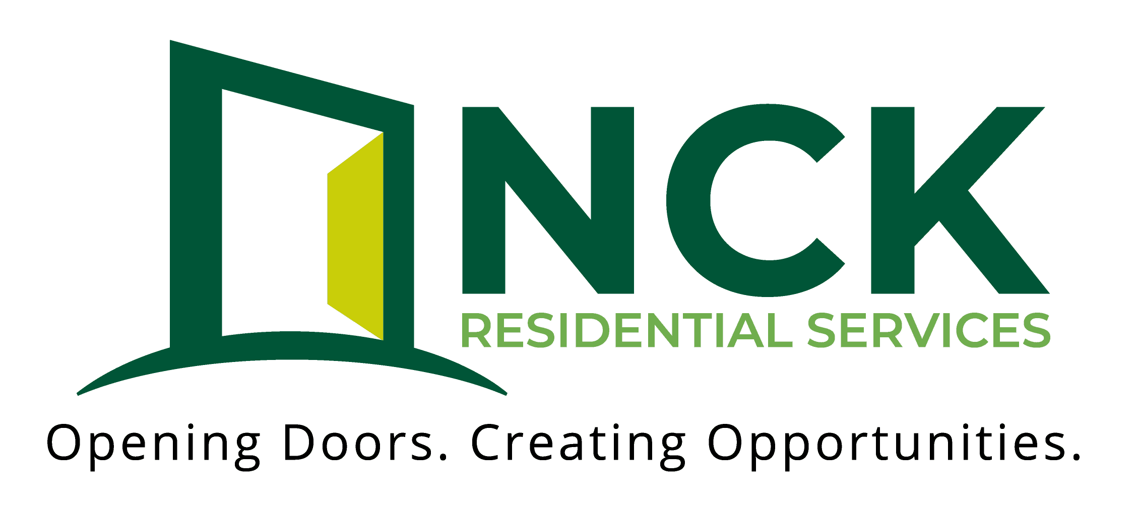 NCK Residential Services logo with door graphic and company name.